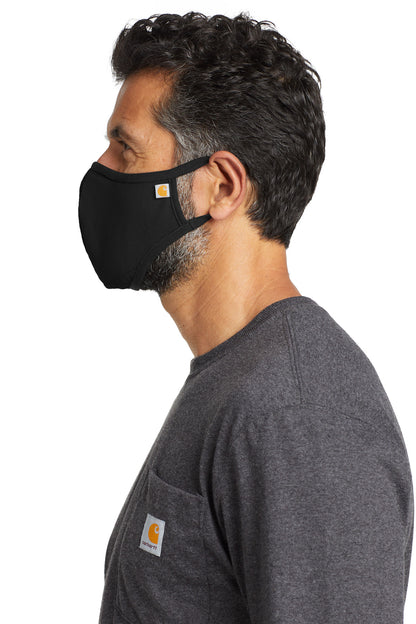 Left View of Black Carhartt Cotton Ear Loop Face Mask (3 pack) CT105160 plain