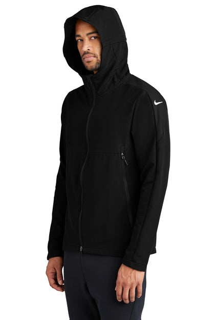 Left View of Black Nike Hooded Soft Shell Jacket NKDR1543 plain