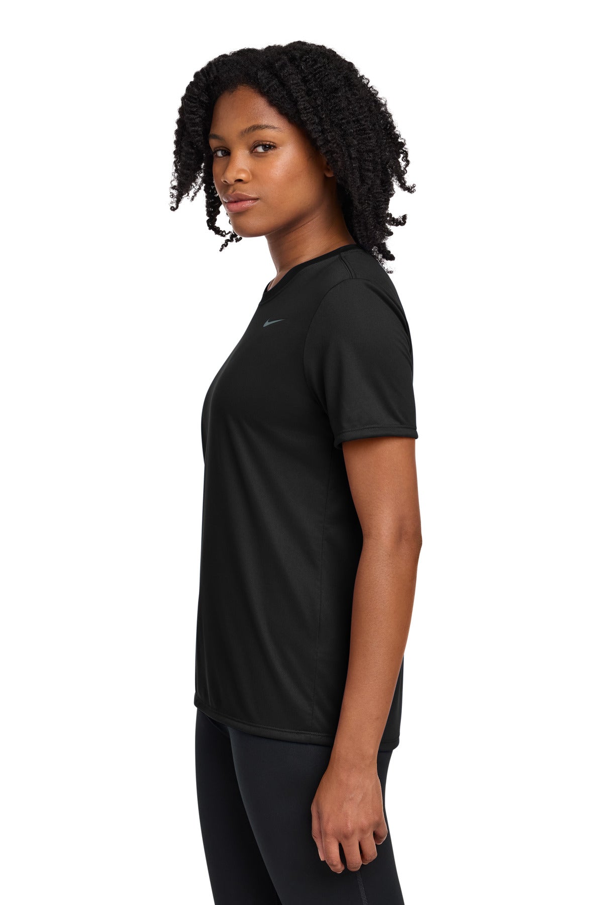 Left View of Black Nike Women's Team rLegend Tee DV7312 plain