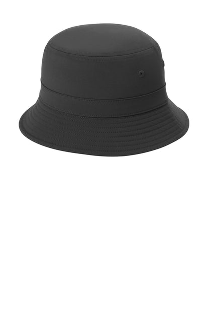 Left View of Black Port Authority Poly Bucket Hat C980 plain