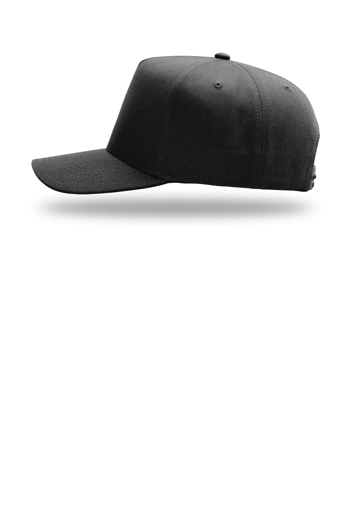 Left View of Black Richardson Full Fabric 5-Panel Champ 323FPC plain