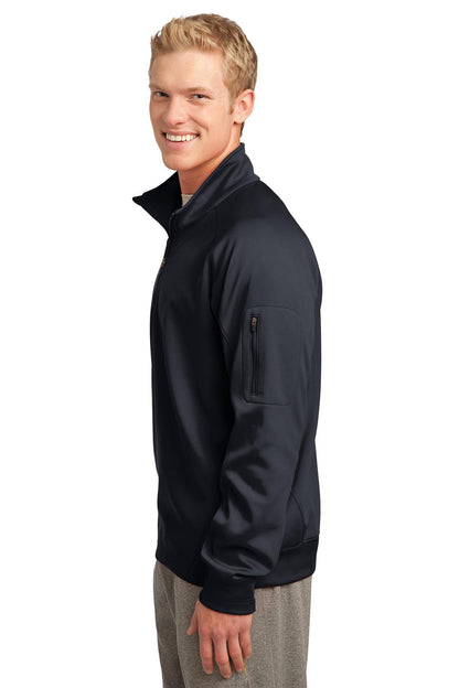 Left View of Black Sport-Tek Tech Fleece 1/4-Zip Pullover. F247 plain