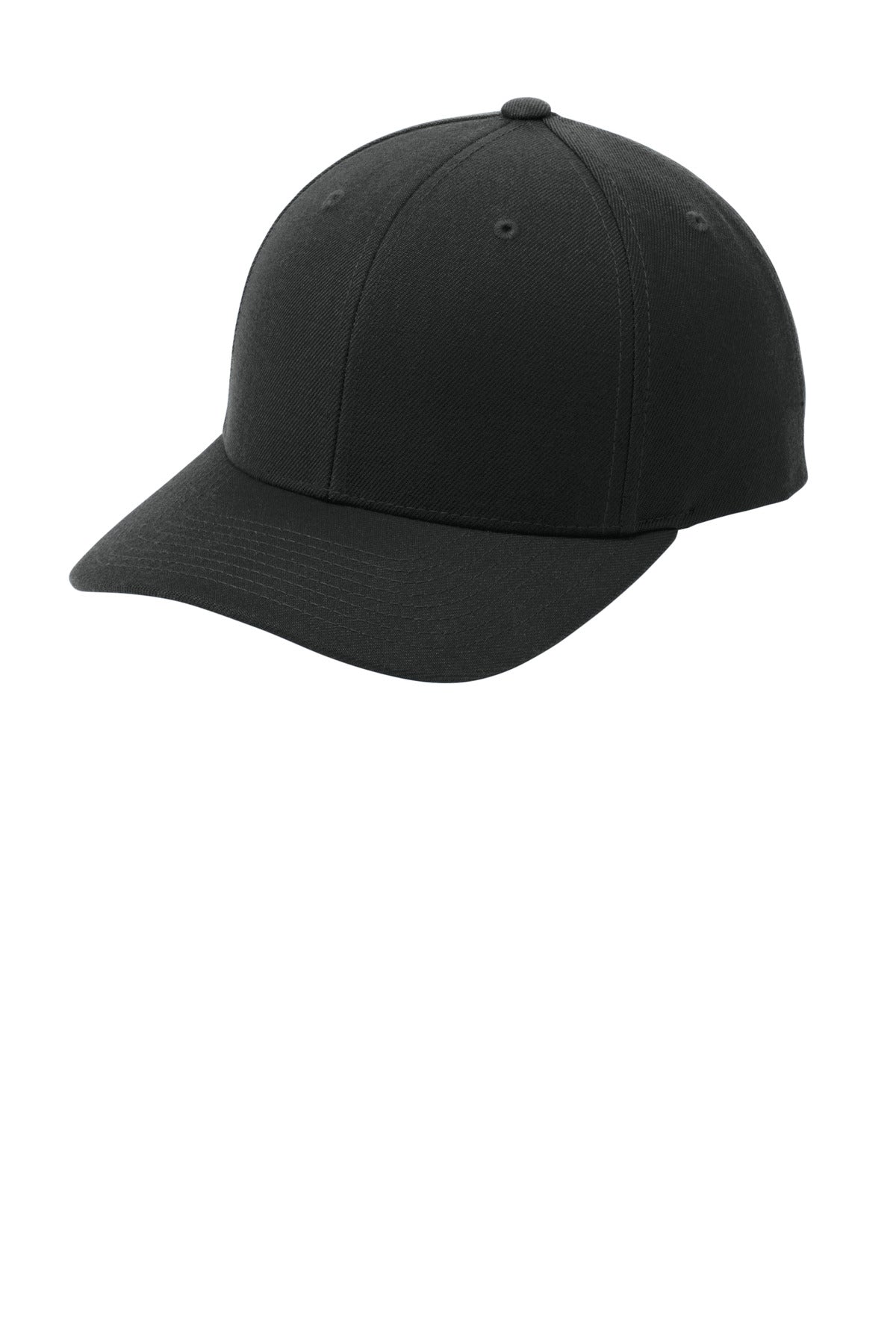 Left View of Black Sport-Tek YP Classics Curve Bill Snapback Cap. STC43 plain