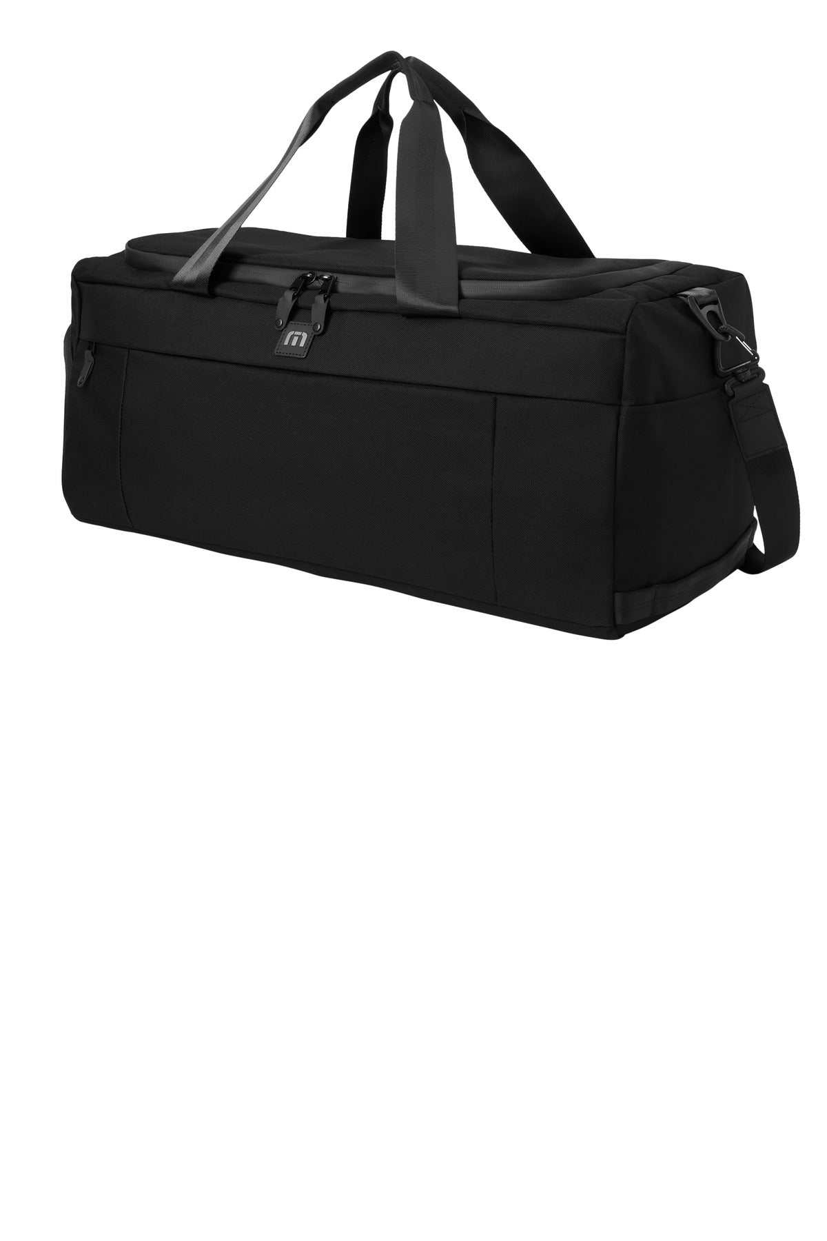 Left View of Black TravisMathew Duration Duffel TMB205 plain