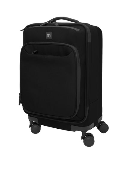 Left View of Black TravisMathew Quad Carry-On Spinner TMB400 plain