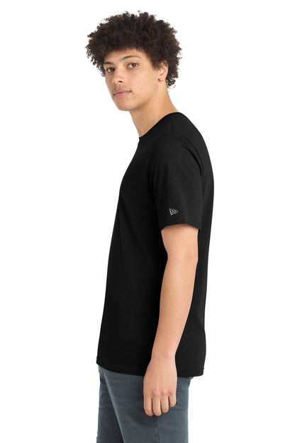 Left View of BlackSolid New Era Tri-Blend Tee NEA135 plain