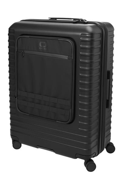 Left View of Blacktop OGIO Utilitarian Large Checked Spinner 413013 plain