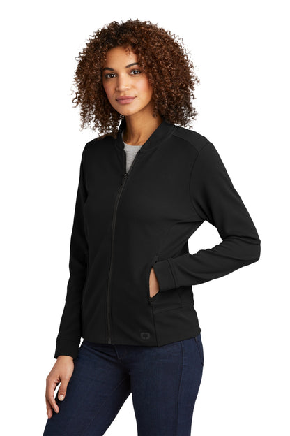 Left View of Blacktop OGIO Women's Hinge Full-Zip. LOG820 plain