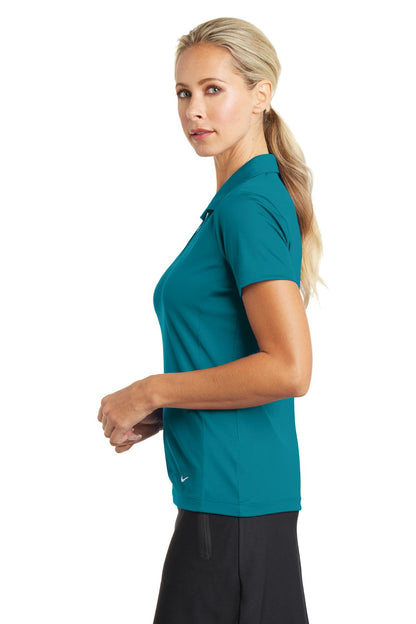 Left View of Blustery Nike Women's Dri-FIT Vertical Mesh Polo. 637165 plain