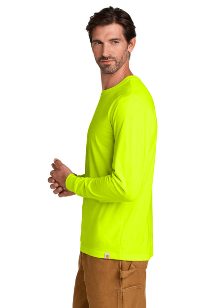 Left View of BriteLime Carhartt Long Sleeve T-Shirt CT106921 plain