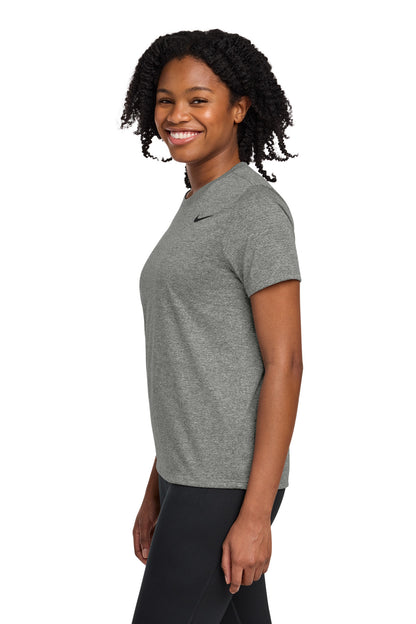 Left View of CarbonHthr Nike Women's Team rLegend Tee DV7312 plain