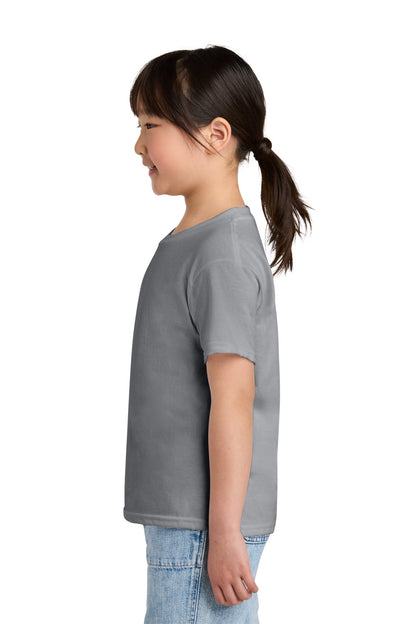 Left View of Cement Gildan Youth Softstyle CVC Tee 64000BCVC plain
