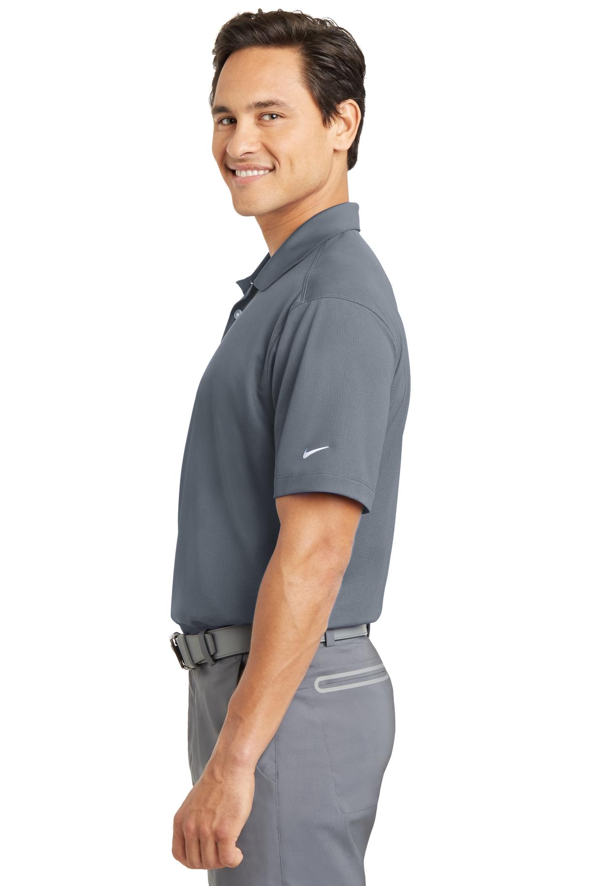 Left View of Cool Grey Nike Dri-FIT Vertical Mesh Polo. 637167 plain