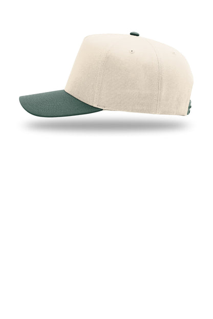 Left View of Cr/Cr/DkGn Richardson Full Fabric 5-Panel Champ 323FPC plain