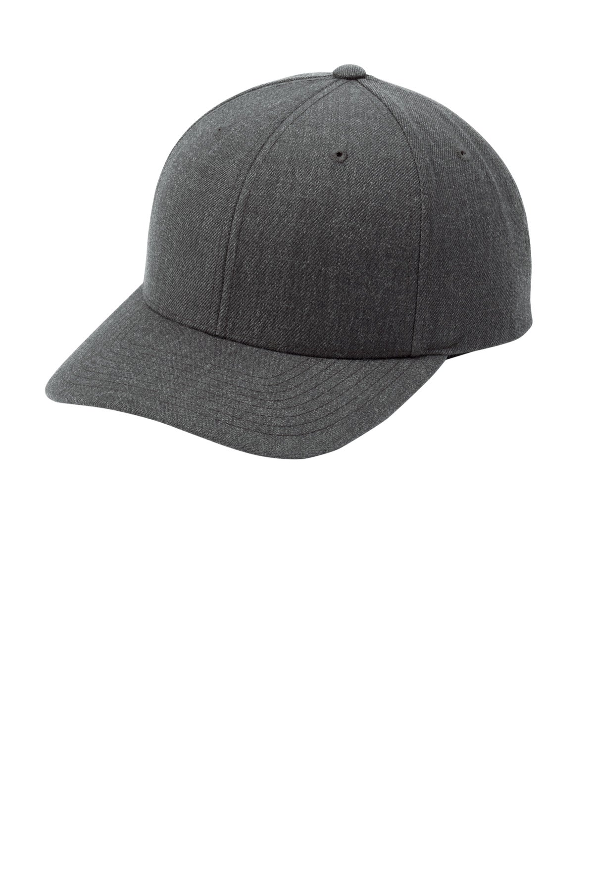 Left View of Dark Hthr Grey Sport-Tek YP Classics Curve Bill Snapback Cap. STC43 plain