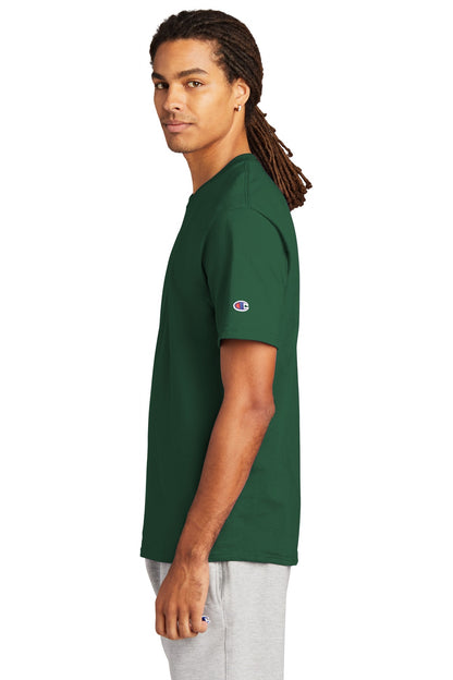Left View of DarkGreen Champion Heritage 6-Oz. Jersey Tee T425 plain
