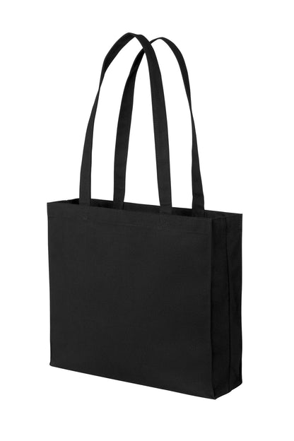 Left View of DeepBlack Port Authority Cotton Canvas Shopper Tote BG428 plain