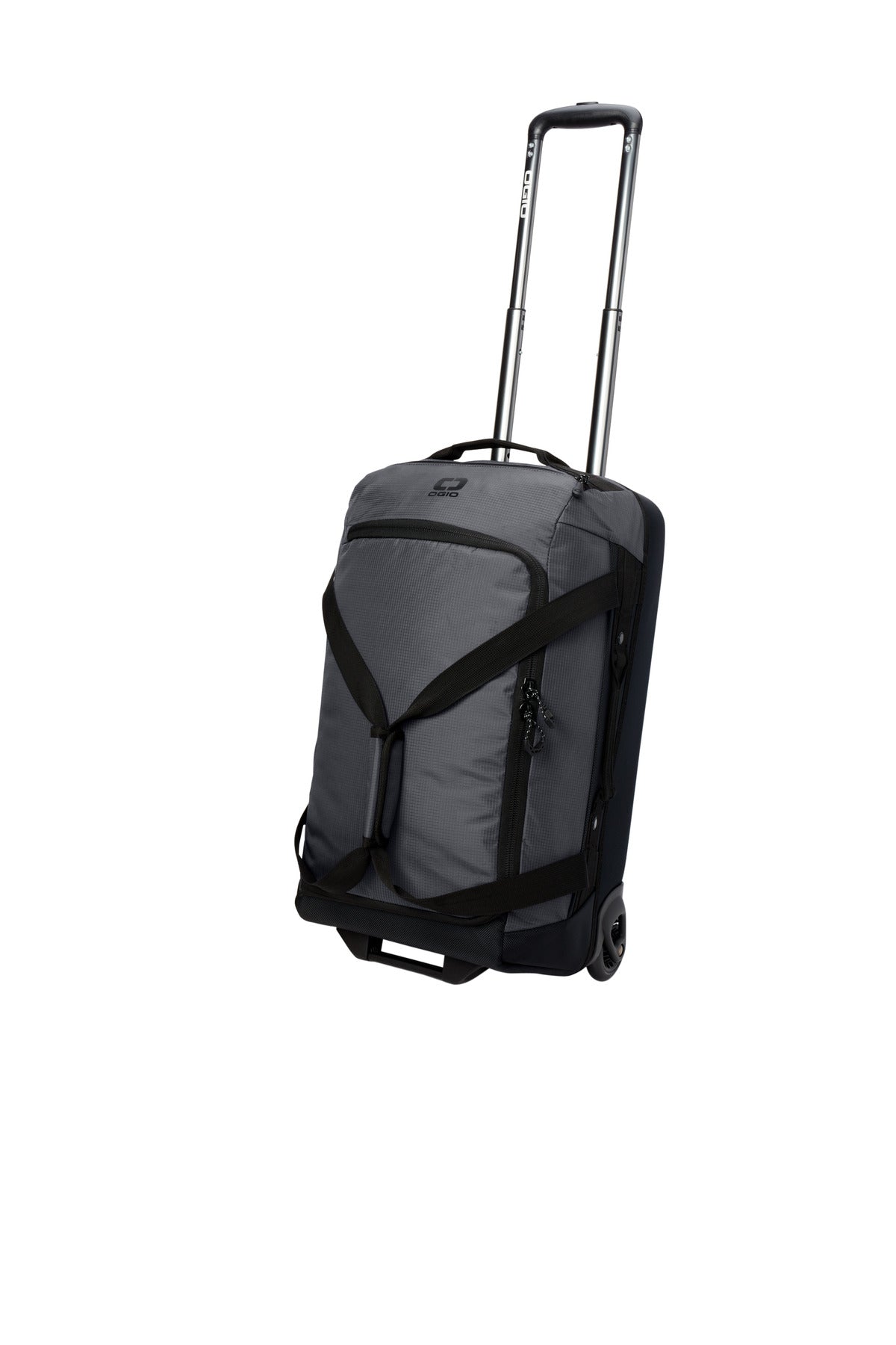 Left View of DieselGrey OGIO Passage Wheeled Carry-On Duffel 98002 plain