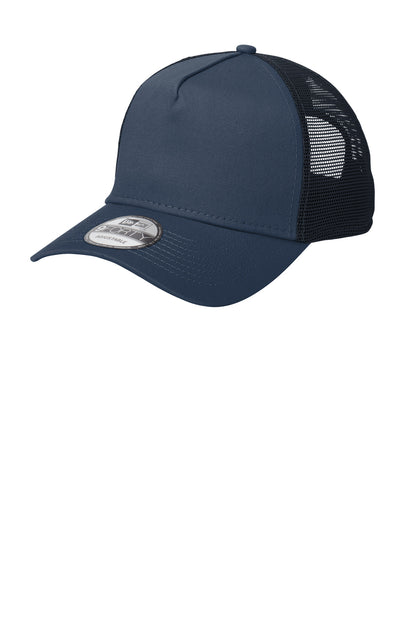 Left View of Dp Navy/Dp Nvy New Era Snapback Trucker Cap. NE205 plain