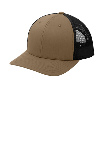 Left View of ElmBrn/Blk Sport-Tek YP Classics Retro Trucker Cap. STC39 plain