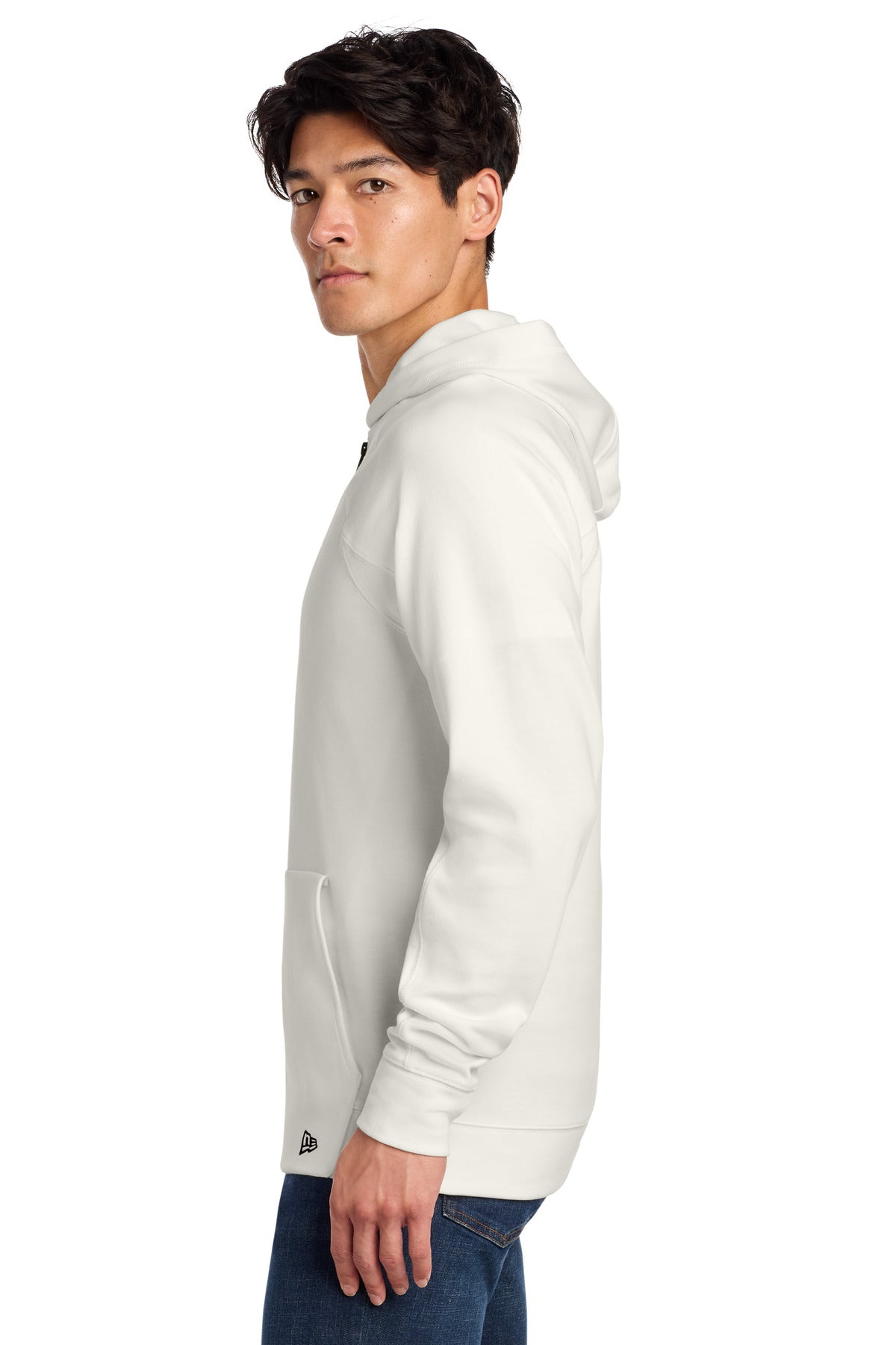 Left View of FanWhite New Era STS 1/4-Zip Hoodie NEA541 plain