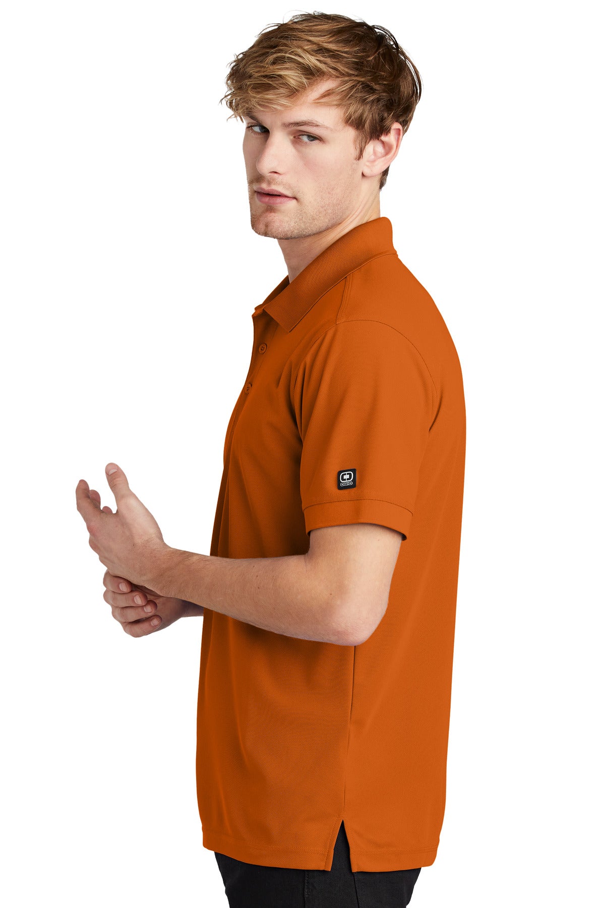 Left View of Flare Orange OGIO - Caliber2.0 Polo OG101 plain