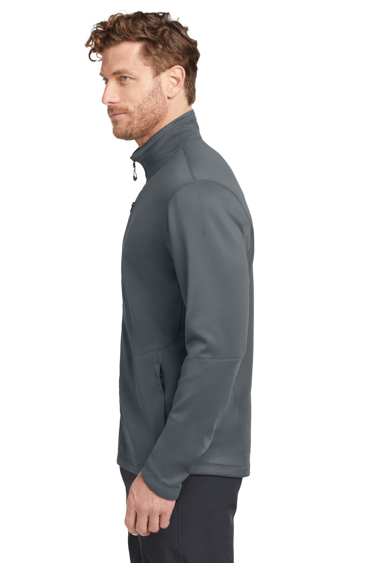 Left View of Gear Grey OGIO Fulcrum Full-Zip. OE700 plain
