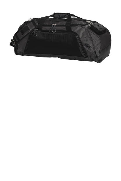 Left View of Gear Grey/Blk OGIO Transition Duffel. 411097 plain