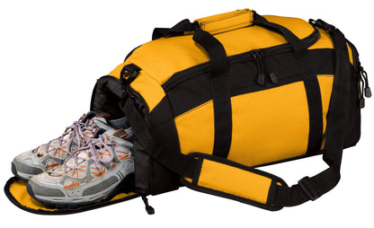 Left View of Gold Port Authority - Gym Bag. BG970 plain