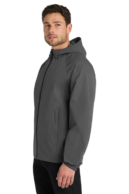 Left View of Graphite Grey Port Authority Essential Rain Jacket J407 plain