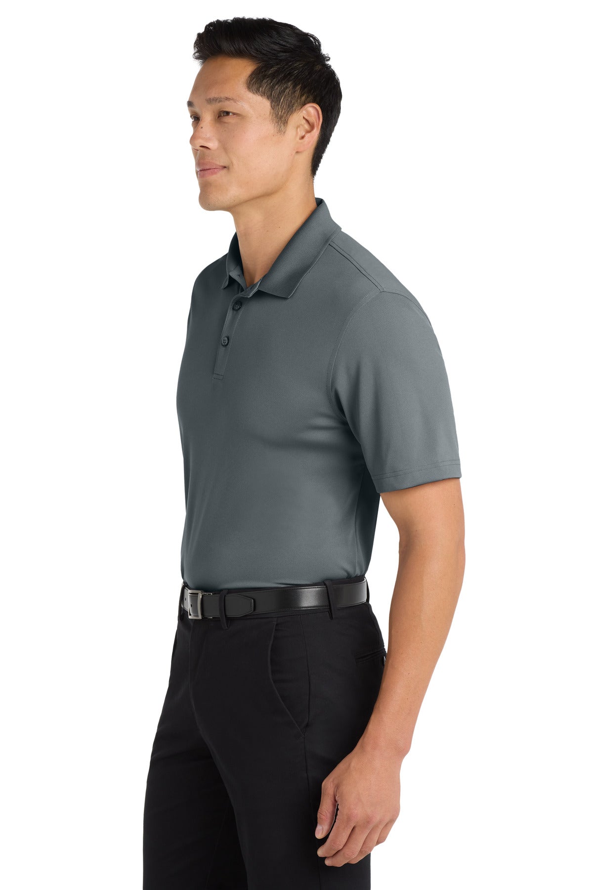 Left View of Graphite Port Authority Dry Zone UV Micro-Mesh Polo. K110 plain