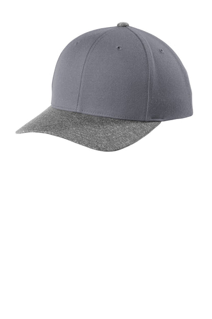 Left View of Graphite/Gy He Sport-Tek YP Classics Curve Bill Snapback Cap. STC43 plain