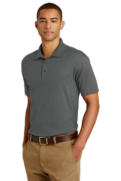 Left View of Grey Steel Eddie Bauer Performance Polo. EB102 plain