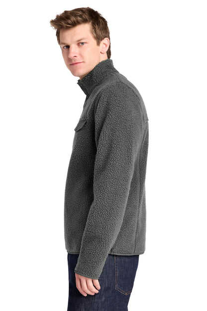 Left View of GreySteel Port Authority Camp Fleece Snap Pullover F140 plain