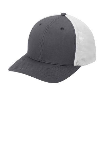 Left View of Grph/White Port Authority Flexfit 110 Mesh Cap C110 plain