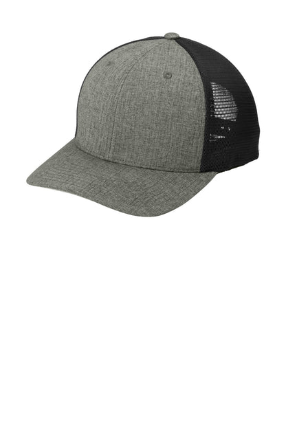 Left View of HtGrph/Blk Port Authority Flexfit 110 Mesh Cap C110 plain
