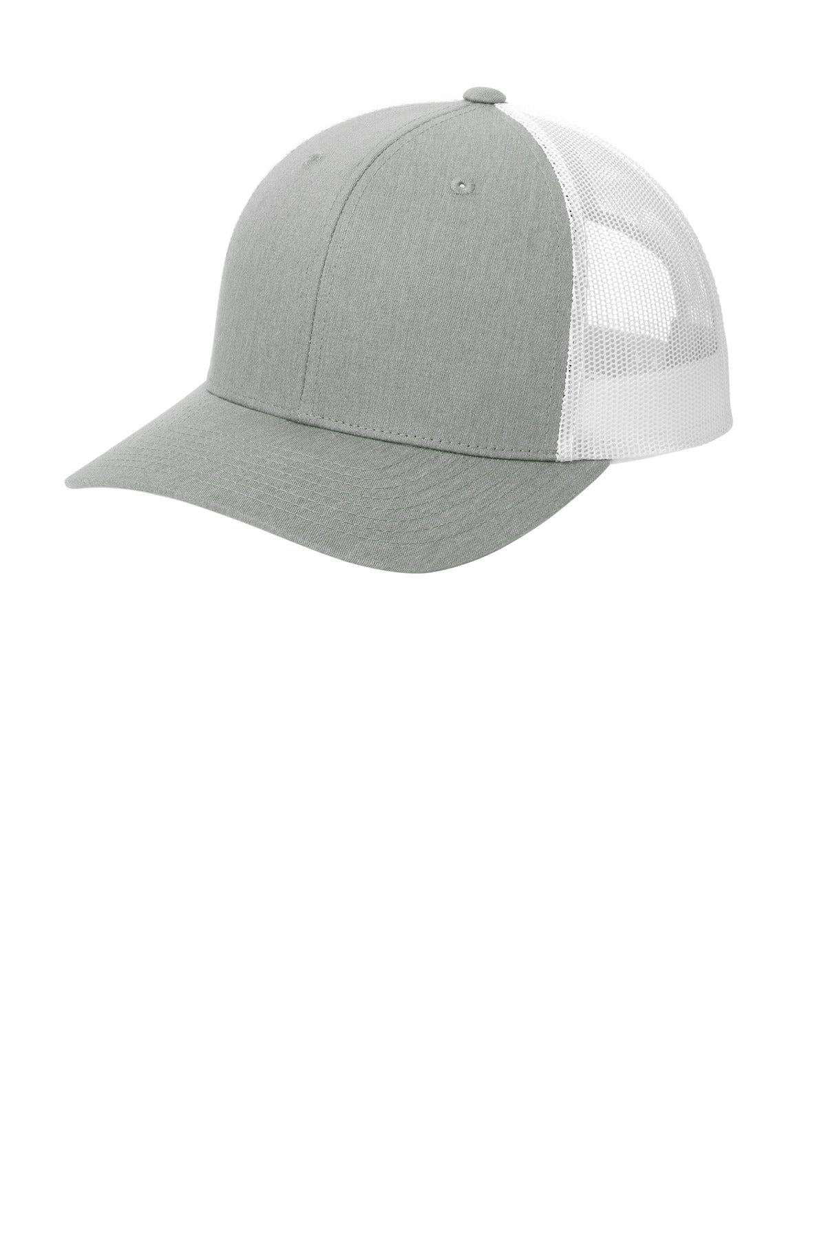 Left View of HtGy/White Sport-Tek YP Classics Retro Trucker Cap. STC39 plain