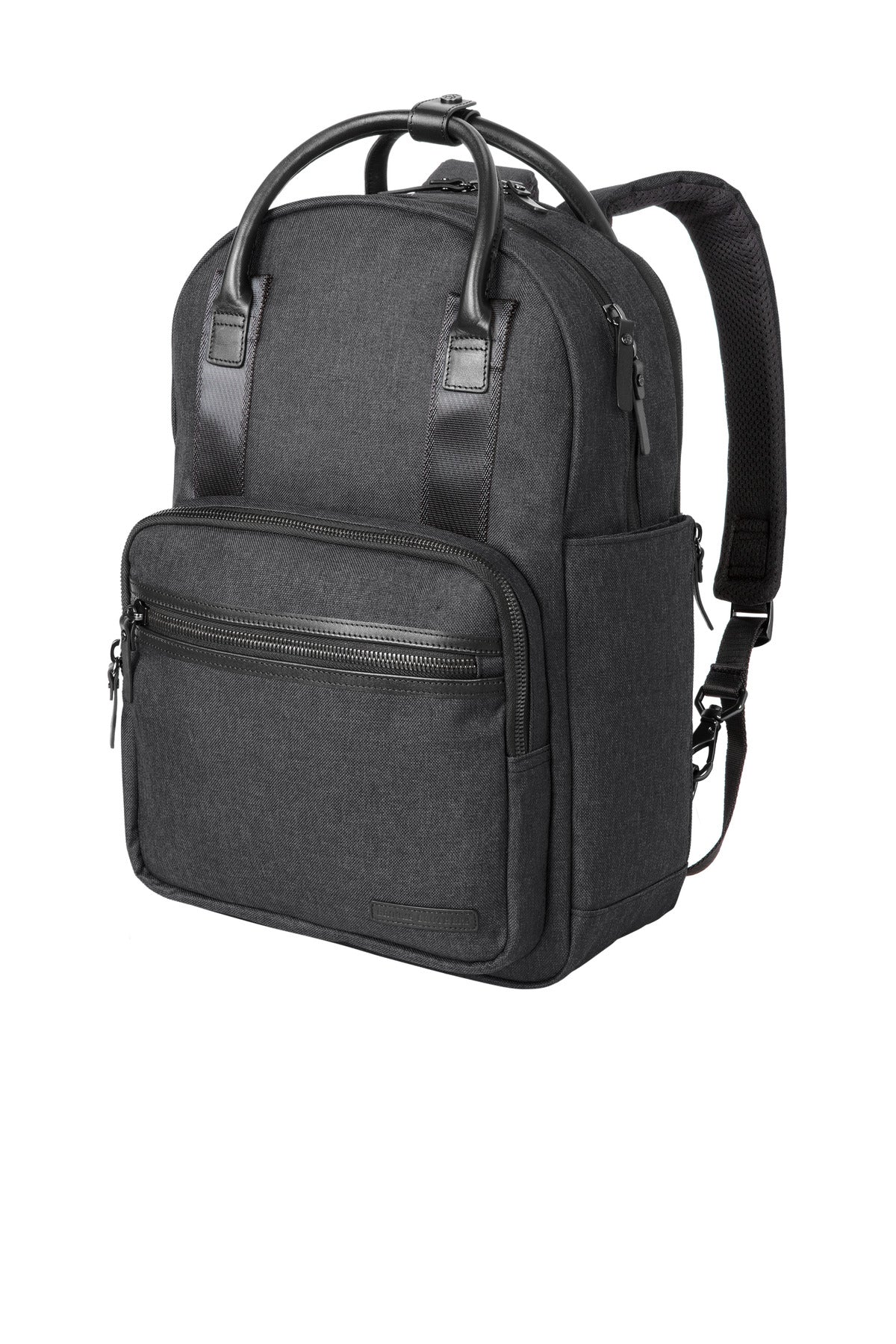 Left View of HthrGrey Brooks Brothers Grant Dual-Handle Backpack BB18821 plain