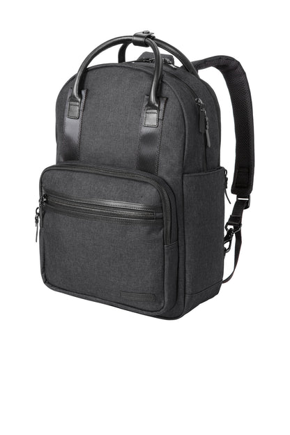 Left View of HthrGrey Brooks Brothers Grant Dual-Handle Backpack BB18821 plain