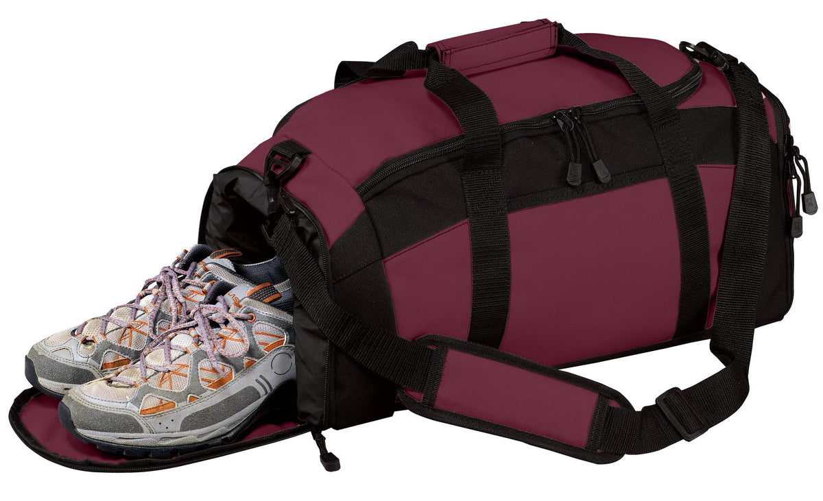 Left View of Maroon Port Authority - Gym Bag. BG970 plain