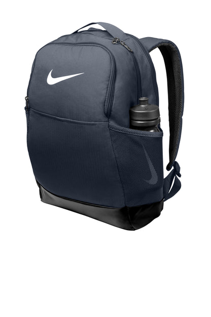 Left View of MdntNavy Nike Brasilia Medium Backpack NKDH7709 plain