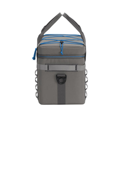 Left View of Metal Gy/Ex Bl Eddie Bauer Max Cool 24-Can Cooler EB800 plain