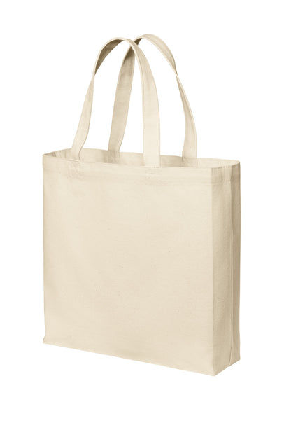 Left View of Natural Port Authority Cotton Canvas Tote BG424 plain