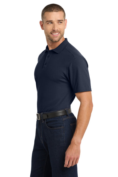 Left View of Navy Port Authority EZPerformance Pique Polo. K600 plain