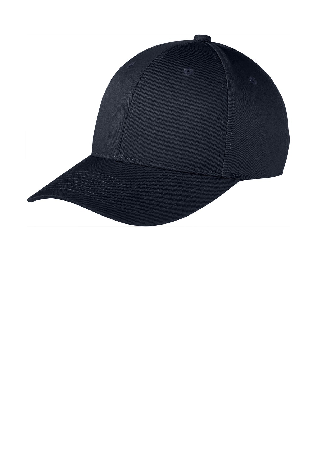 Left View of Navy Port Authority Snapback Fine Twill Cap C801 plain