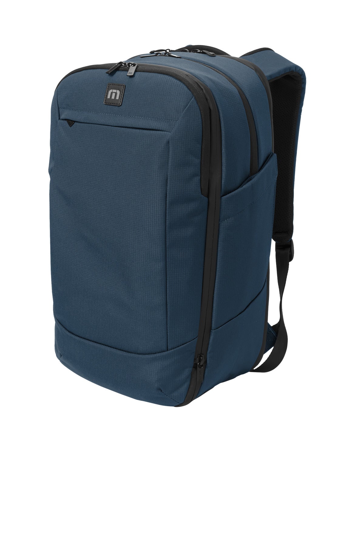 Left View of Navy TravisMathew Lateral Backpack TMB107 plain