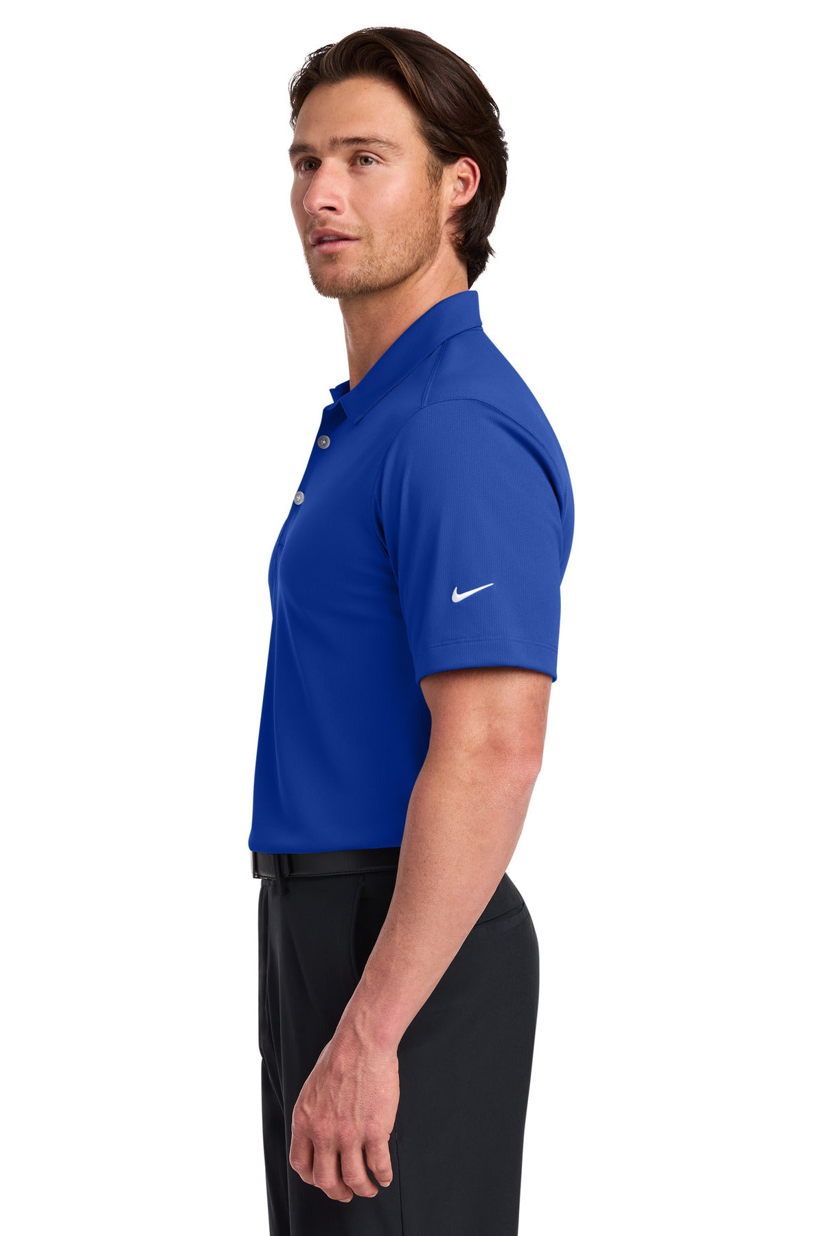 Left View of Old Royal Nike Dri-FIT Vertical Mesh Polo. 637167 plain
