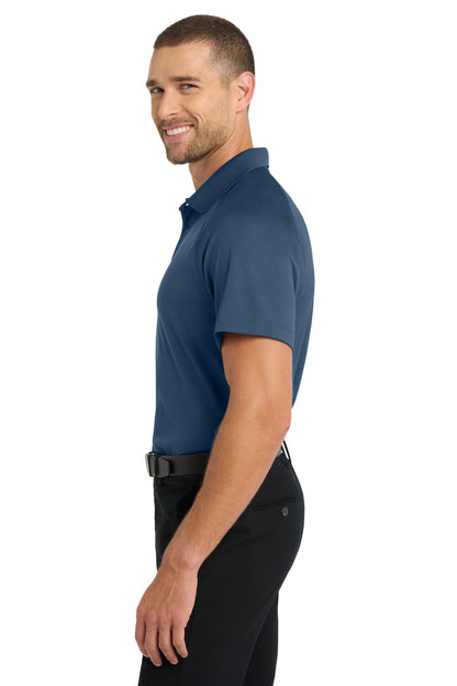 Left View of Regatta Blue Port Authority Crossover Raglan Polo. K575 plain