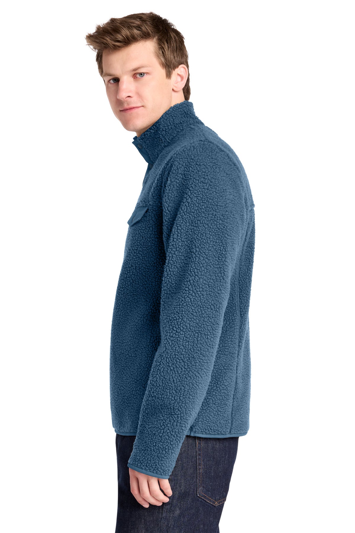 Left View of RgttaBlue Port Authority Camp Fleece Snap Pullover F140 plain