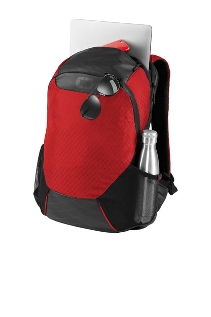 Left View of Ripped Red OGIO Basis Pack. 91003 plain